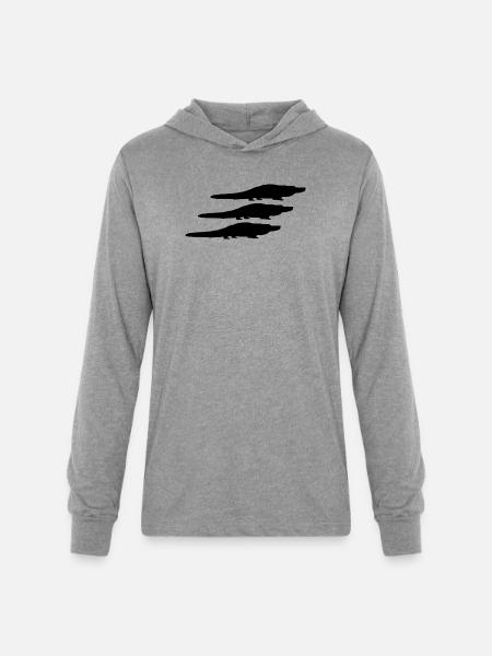 Alligator Silhouettes - Unisex Long Sleeve Hoodie Shirt - heather grey