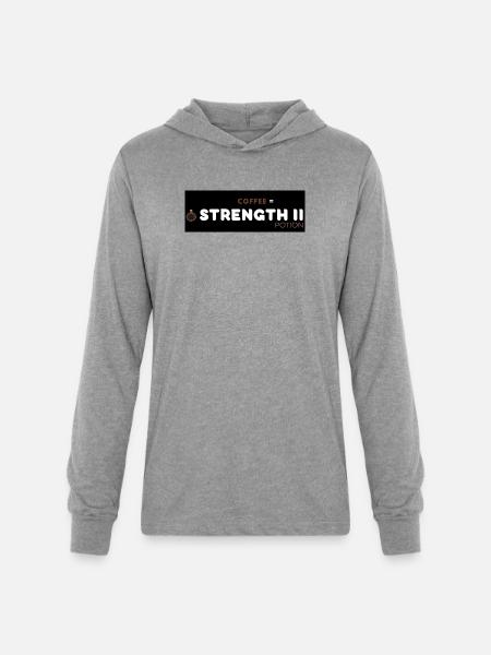 Coffee Strength Motivation Design - Unisex Long Sleeve Hoodie Shirt - heather grey