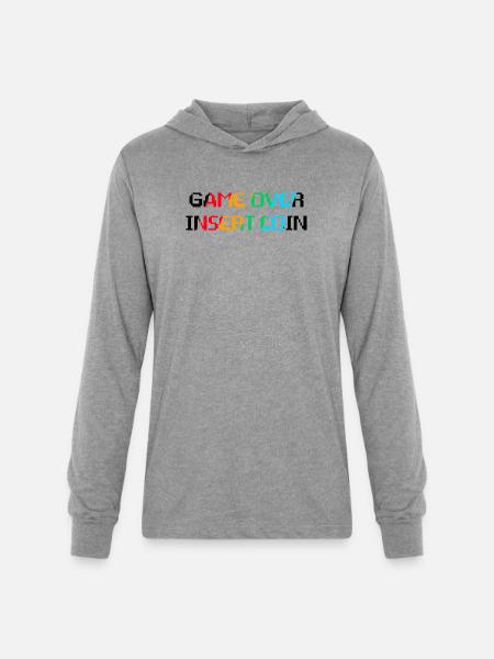 Game Over Insert Coin - Unisex Long Sleeve Hoodie Shirt - heather grey