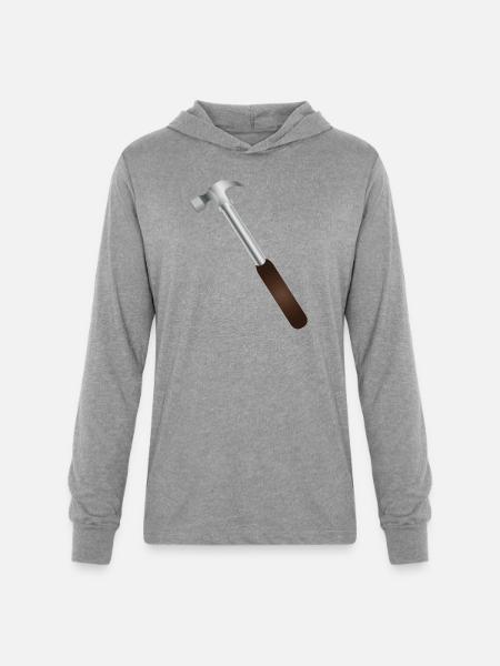 Hammer Carving: Rustic Tool Graphic - Unisex Long Sleeve Hoodie Shirt - heather grey