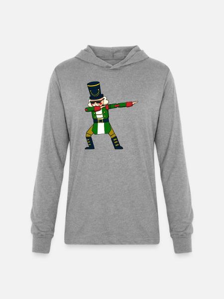 Christmas Soldier Dabbing Nutcracker - Unisex Long Sleeve Hoodie Shirt - heather grey