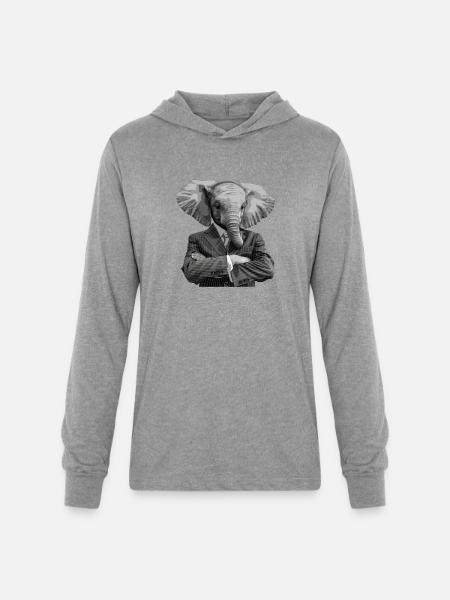 elephant in suit - Unisex Long Sleeve Hoodie Shirt - heather grey
