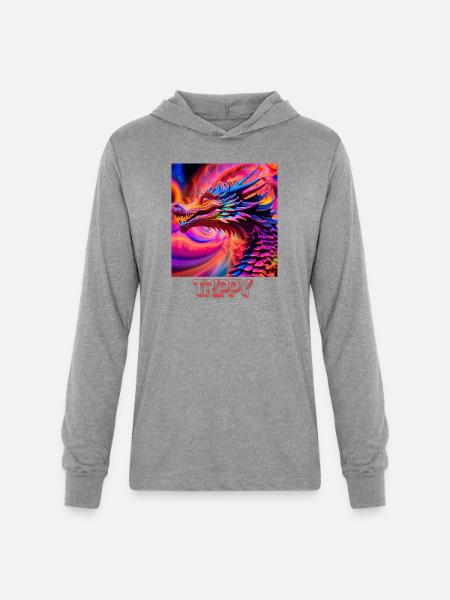 Trippy psychedelic fractal dragon - Unisex Long Sleeve Hoodie Shirt - heather grey