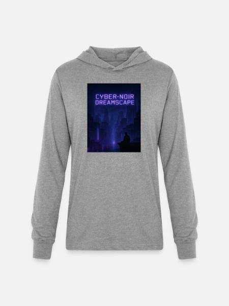 Cyber-Noir Dreamscape Design - Unisex Long Sleeve Hoodie Shirt - heather grey