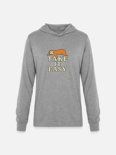 Sloth Relax Take It Easy - Unisex Long Sleeve Hoodie Shirt - heather grey