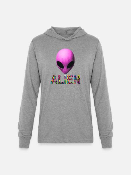 Neon Alien Word Mosaic - Unisex Long Sleeve Hoodie Shirt - heather grey