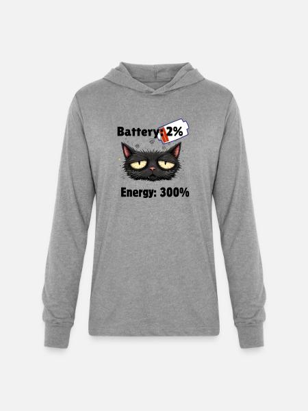 Battery 2% energyn300% - Unisex Long Sleeve Hoodie Shirt - heather grey