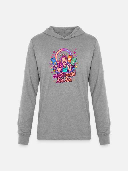 Neon Goddess Streamer - Unisex Long Sleeve Hoodie Shirt - heather grey