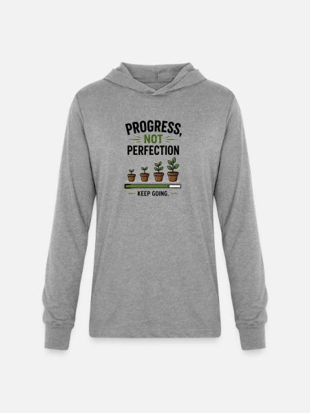 Progress Not Perfection Plant Growth - Unisex Long Sleeve Hoodie Shirt - heather grey