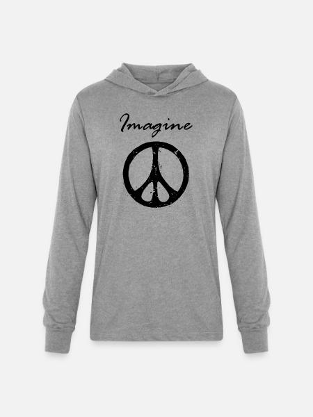 Imagine Peace - Unisex Long Sleeve Hoodie Shirt - heather grey
