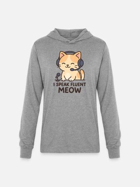 I Speak Fluent Meow - Unisex Long Sleeve Hoodie Shirt - heather grey