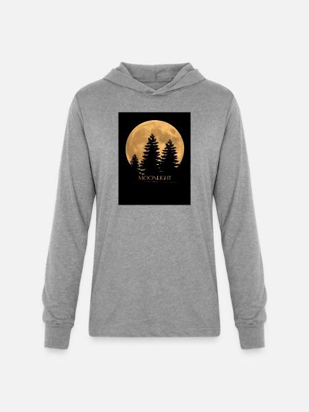 Moonlit Pines Silhouette - Unisex Long Sleeve Hoodie Shirt - heather grey