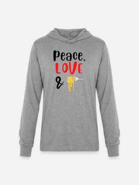 Peace Love and Spaghetti - Unisex Long Sleeve Hoodie Shirt - heather grey