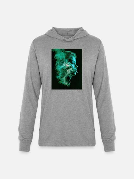 Smoking girl - Unisex Long Sleeve Hoodie Shirt - heather grey