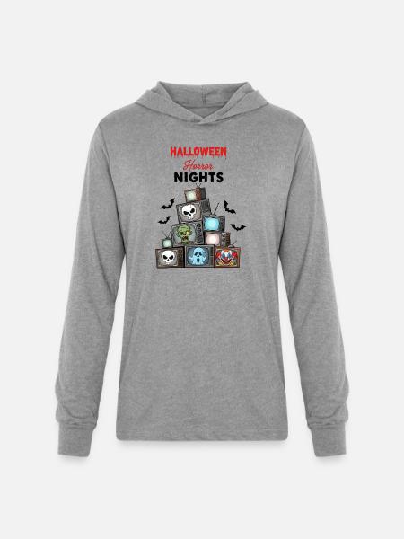 Stacked TV Monsters Halloween - Unisex Long Sleeve Hoodie Shirt - heather grey
