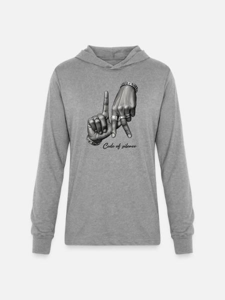 Code of Silence Grayscale Gesture - Unisex Long Sleeve Hoodie Shirt - heather grey