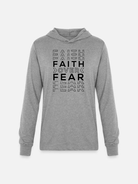 FAITH OVER FEAR - Unisex Long Sleeve Hoodie Shirt - heather grey