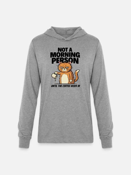 Grumpy Cat Coffee Pour - Unisex Long Sleeve Hoodie Shirt - heather grey