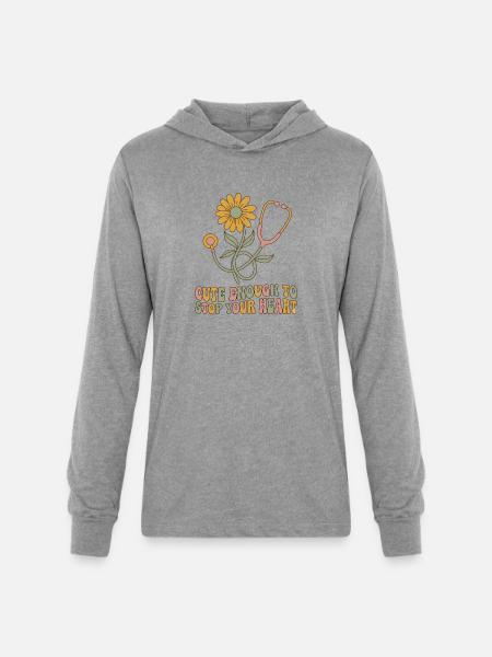 Blooming Heartbeat Stethoscope - Unisex Long Sleeve Hoodie Shirt - heather grey