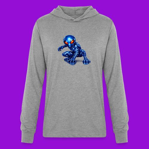 Blue Alien Crouch - Unisex Long Sleeve Hoodie Shirt