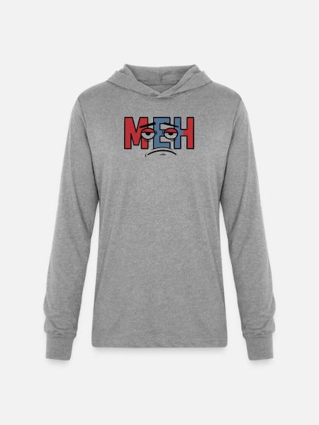 Meh Expression Bold Typography - Unisex Long Sleeve Hoodie Shirt - heather grey