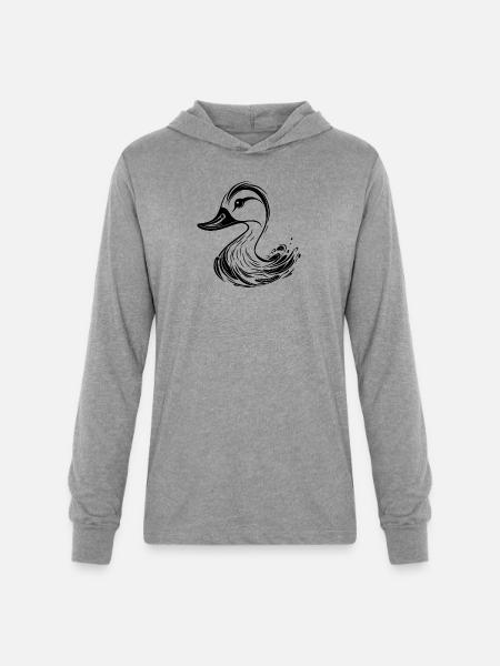 Cute Tattoo Style Duck - Unisex Long Sleeve Hoodie Shirt - heather grey