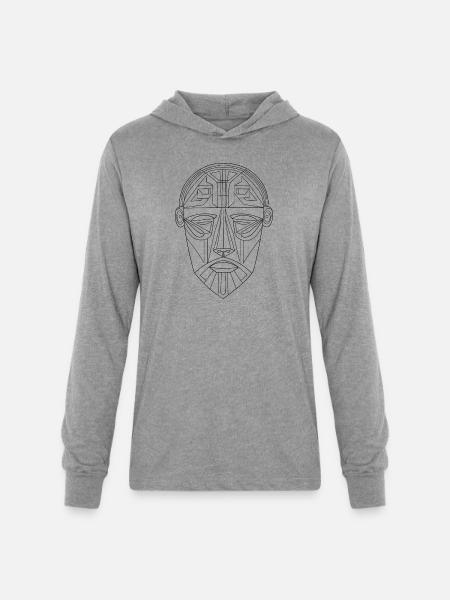 Ornamental Lines Mask - Unisex Long Sleeve Hoodie Shirt - heather grey