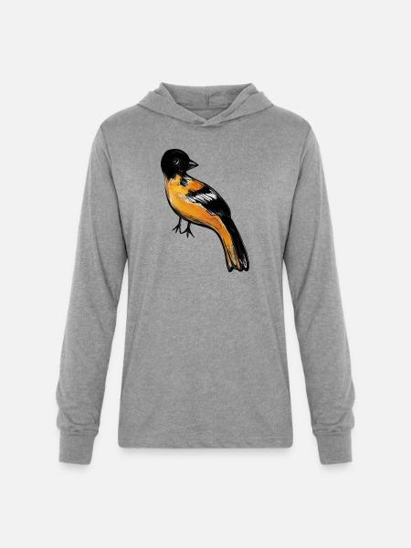 Ember Robin on Midnight - Unisex Long Sleeve Hoodie Shirt - heather grey