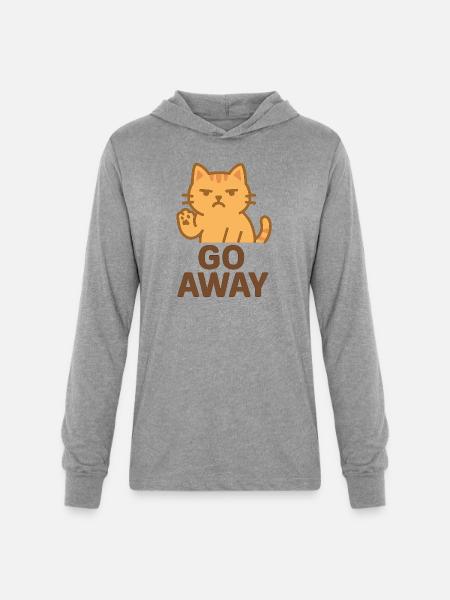 Grumpy Cat Go Away Cartoon - Unisex Long Sleeve Hoodie Shirt - heather grey