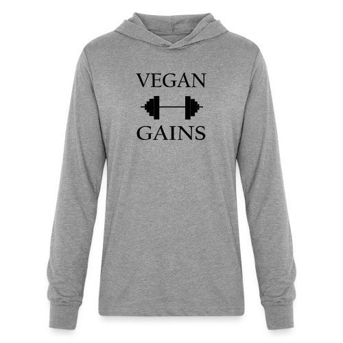 Vegan Gains in black font - Unisex Long Sleeve Hoodie Shirt