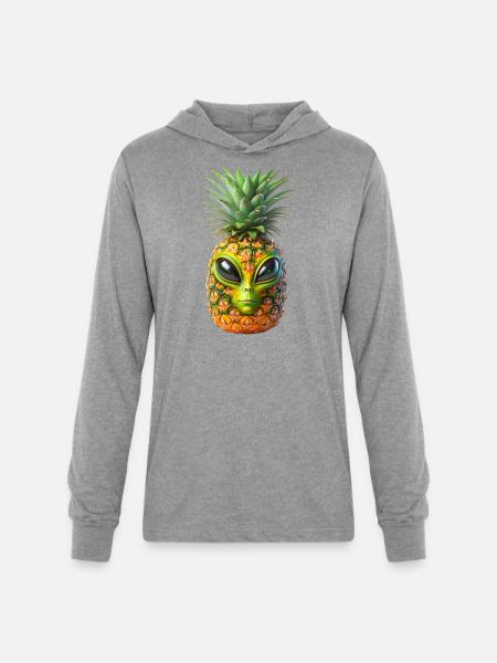 Alien Pineapple - Unisex Long Sleeve Hoodie Shirt - heather grey