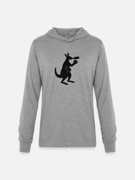 Kangaroo Sip Silhouette - Unisex Long Sleeve Hoodie Shirt - heather grey