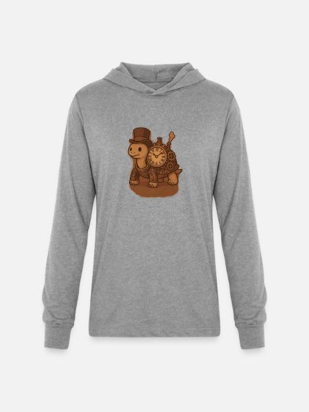 Steampunk Tortoise Clockwork - Unisex Long Sleeve Hoodie Shirt - heather grey