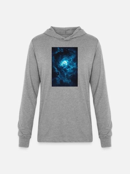 Blue Moonstorm Night Sky - Unisex Long Sleeve Hoodie Shirt - heather grey