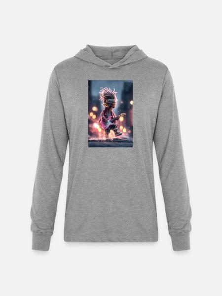 Dreaded Rockstar Pink Guitar - Unisex Long Sleeve Hoodie Shirt - heather grey