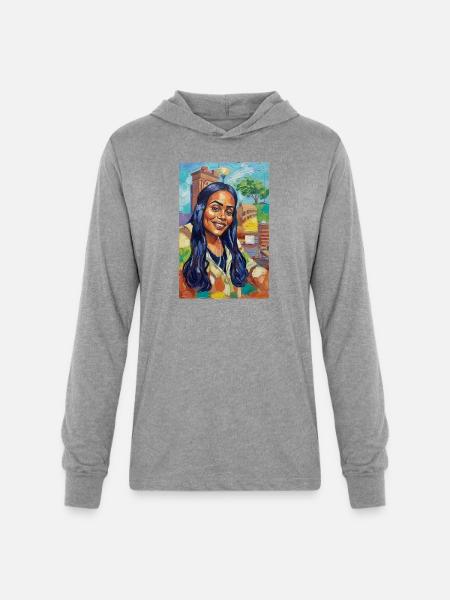 Bluehair City Portrait - Unisex Long Sleeve Hoodie Shirt - heather grey
