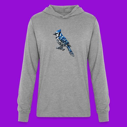 Silver Blue Jay on Perch + Flight Stages 2-print - Unisex Long Sleeve Hoodie Shirt