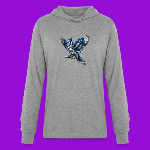 Silver Blue Jay Open Wing Perch - Unisex Long Sleeve Hoodie Shirt