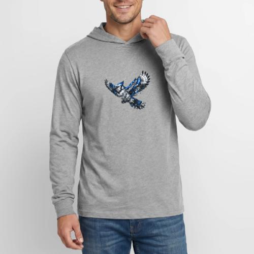 Silver Blue Jay in Flight - Unisex Long Sleeve Hoodie Shirt