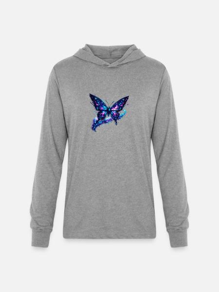 Cosmic Nebula Butterfly - Unisex Long Sleeve Hoodie Shirt - heather grey