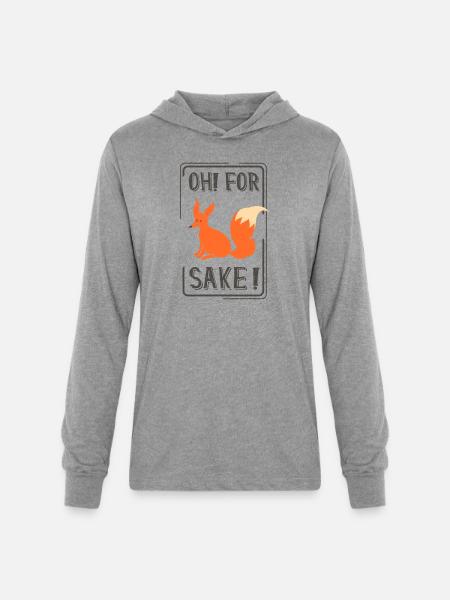 Oh No Sake Fox - Unisex Long Sleeve Hoodie Shirt - heather grey