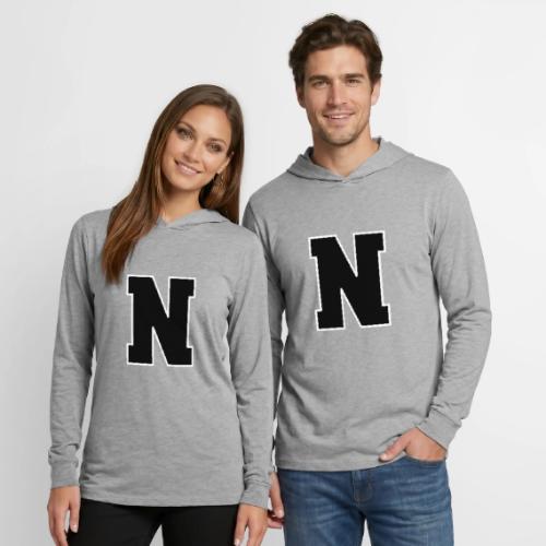 Varsity Letter N Athletic Font Graphic - Unisex Long Sleeve Hoodie Shirt