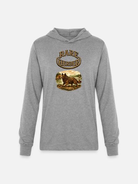 Rare Herder: Rustic Herding Wolfdog - Unisex Long Sleeve Hoodie Shirt - heather grey