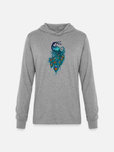 Peacock - Unisex Long Sleeve Hoodie Shirt - heather grey