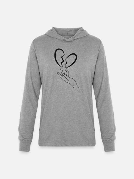 Broken Heart - Unisex Long Sleeve Hoodie Shirt - heather grey