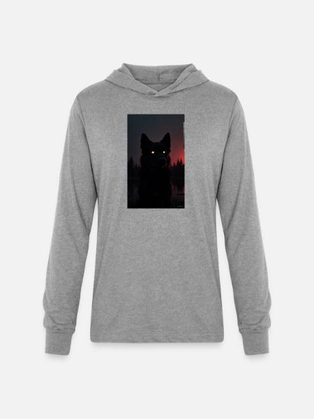 Mysterious Black Wolf at Night - Unisex Long Sleeve Hoodie Shirt - heather grey