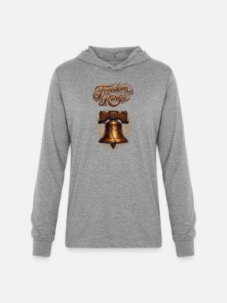 Freedom Bells: Rustic Bronze Emblem - Unisex Long Sleeve Hoodie Shirt - heather grey