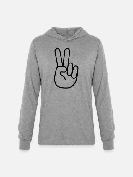 Peace Sign - Unisex Long Sleeve Hoodie Shirt - heather grey