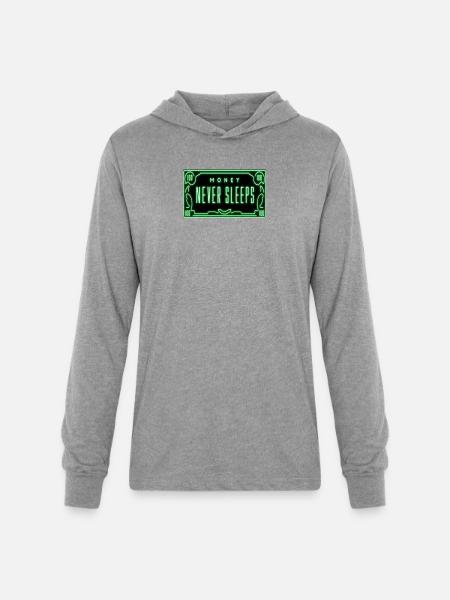 Neon Money Never Sleeps Sign - Unisex Long Sleeve Hoodie Shirt - heather grey
