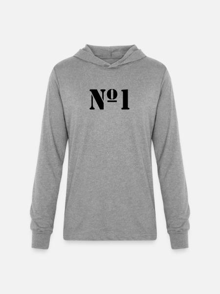 No 1 - Unisex Long Sleeve Hoodie Shirt - heather grey